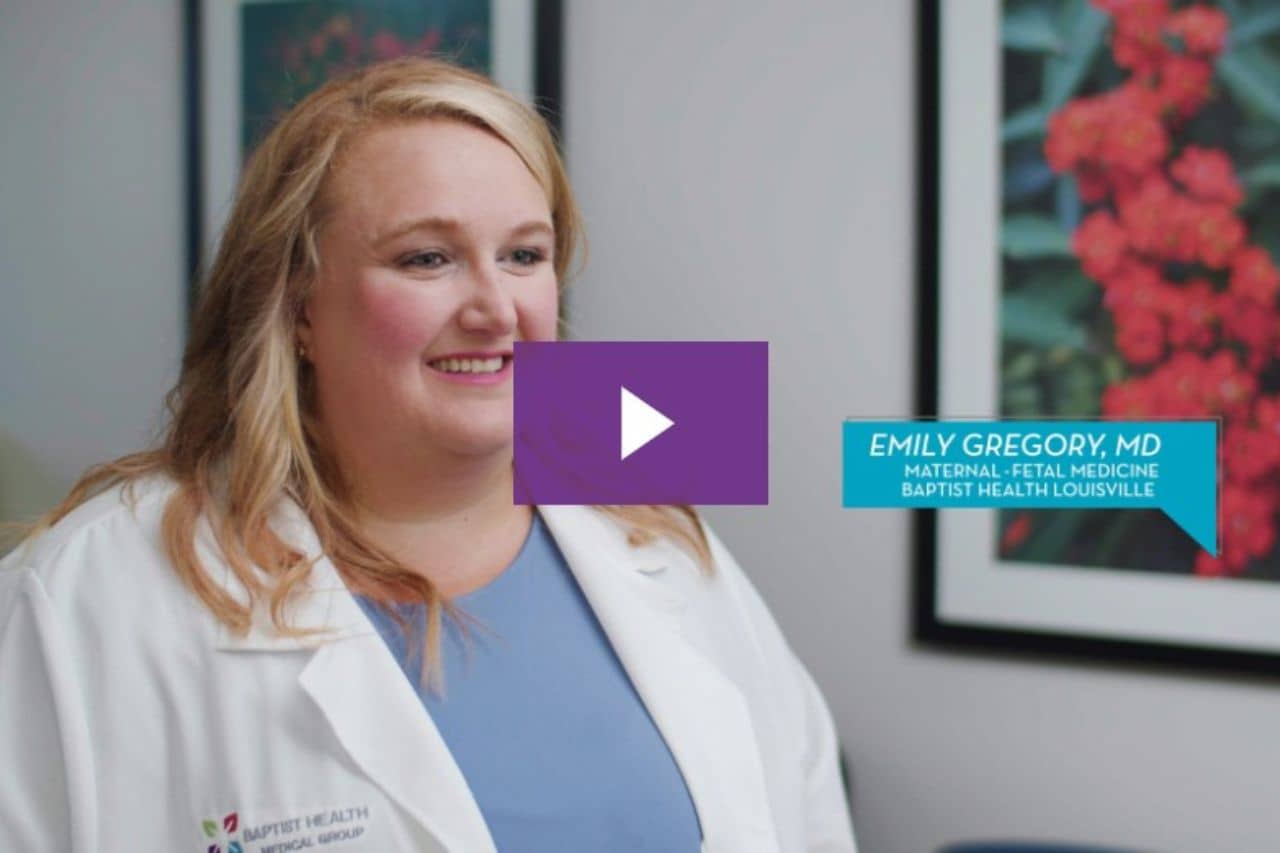 Screenshot of Emily Gregory MD Maternal Fetal Medicine Baptist Health Louisville