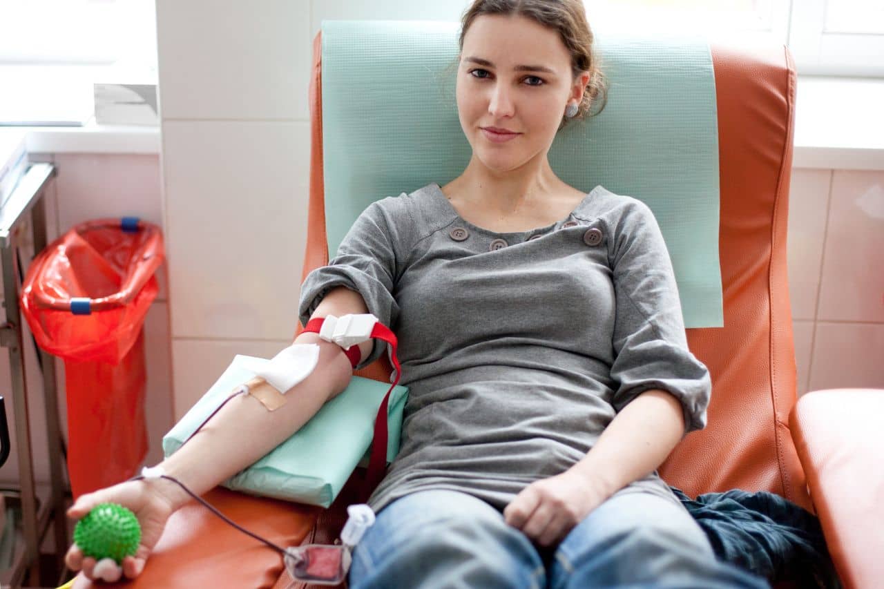 Woman giving plasma