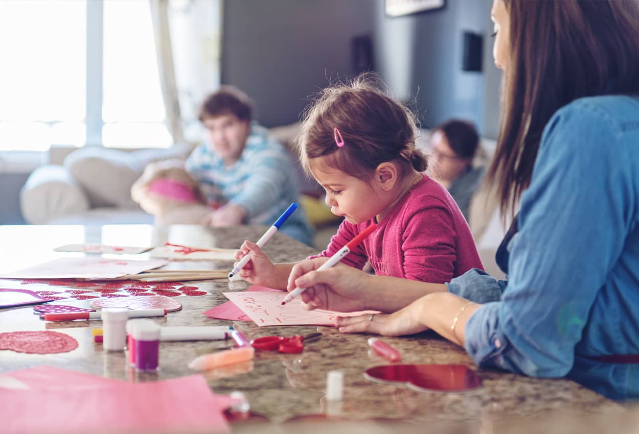 Family doing an arts project