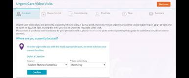 Urgent Care Video visit location