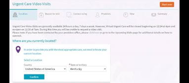 Urgent Care Video visit location